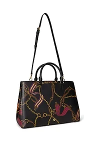 Plaid Leather Large Hanna Satchel