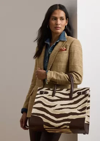 Zebra-Print Canvas Large Devyn Tote Bag