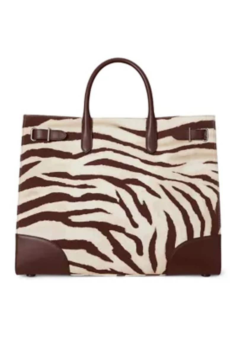 Zebra-Print Canvas Large Devyn Tote Bag