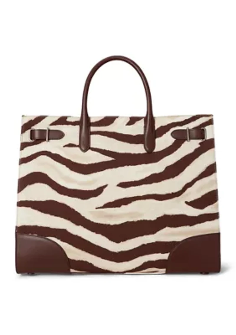 Zebra-Print Canvas Large Devyn Tote Bag