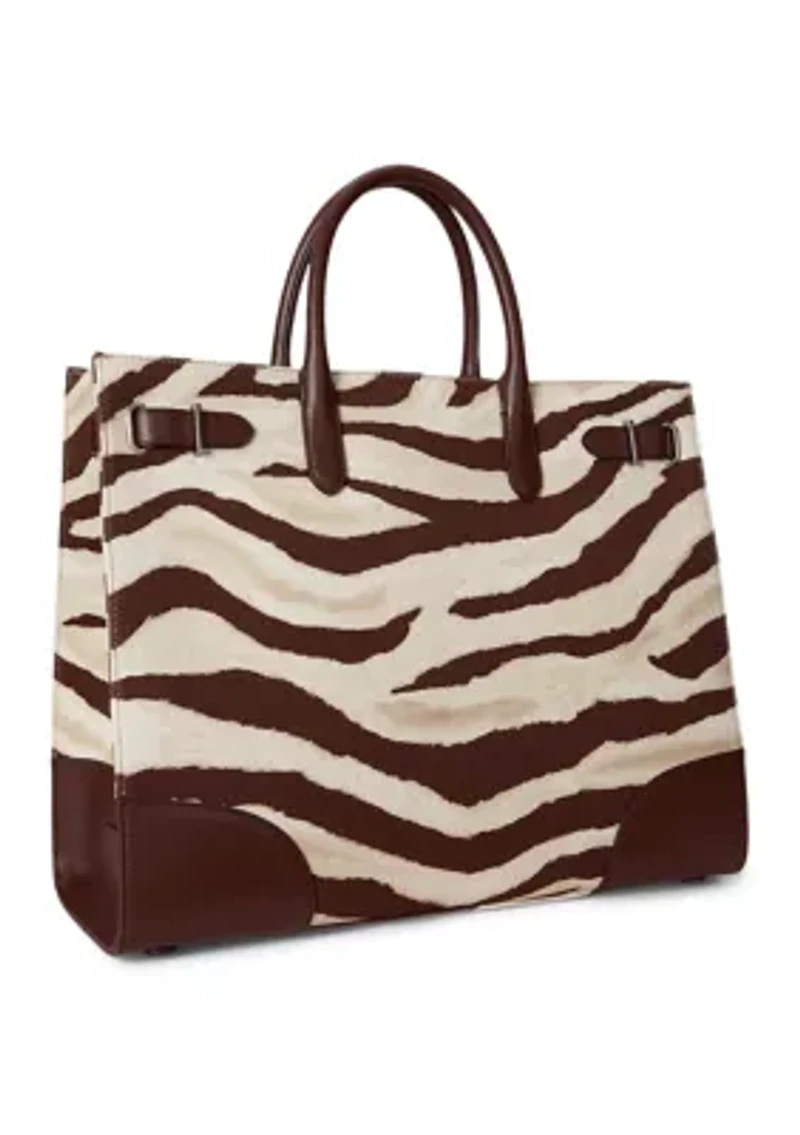 Zebra-Print Canvas Large Devyn Tote Bag
