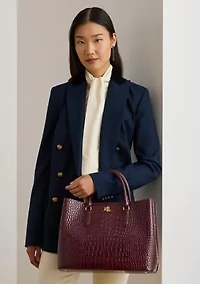 Embossed Leather Large Marcy Satchel