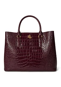 Embossed Leather Large Marcy Satchel