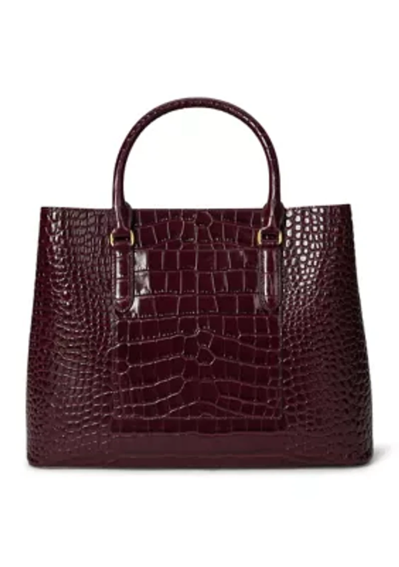 Embossed Leather Large Marcy Satchel