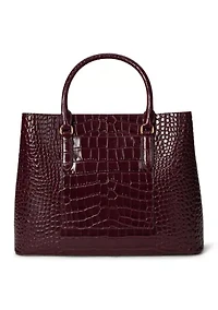 Embossed Leather Large Marcy Satchel