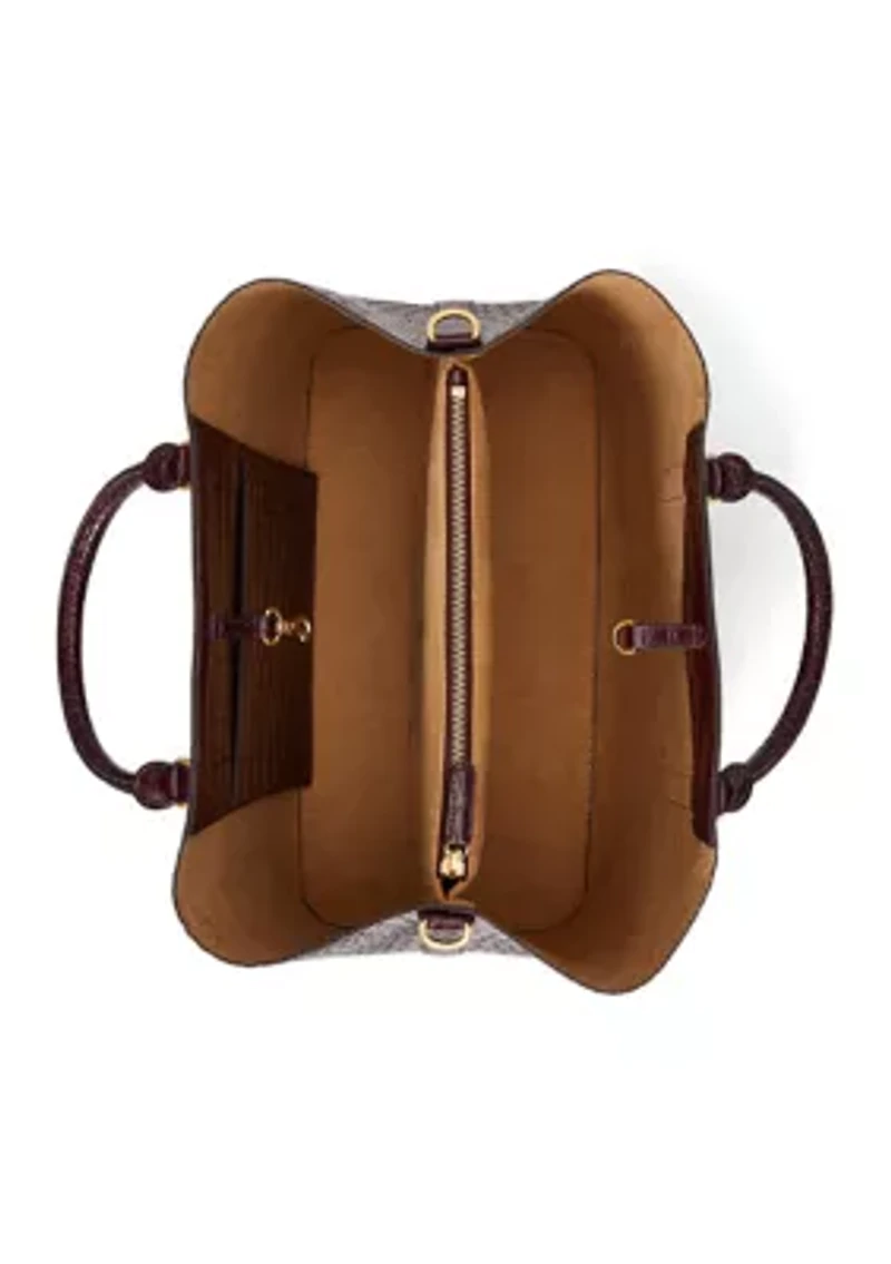 Embossed Leather Large Marcy Satchel