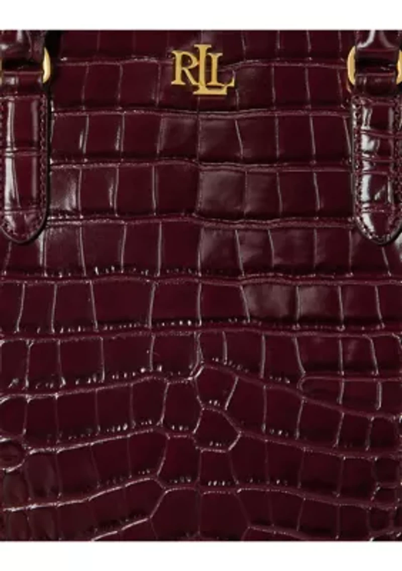 Embossed Leather Large Marcy Satchel