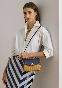 Rattan & Leather Small Farrah Satchel
