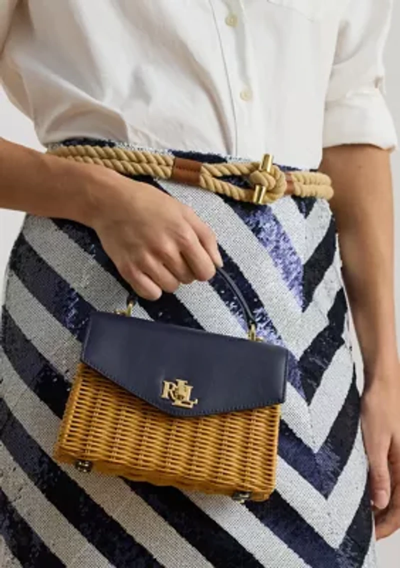 Rattan & Leather Small Farrah Satchel