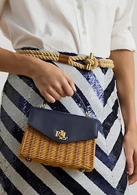 Rattan & Leather Small Farrah Satchel