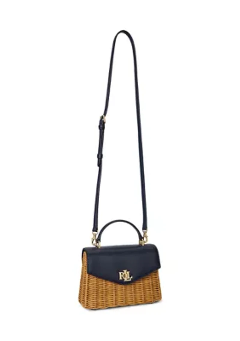 Rattan & Leather Small Farrah Satchel