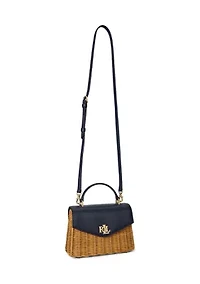 Rattan & Leather Small Farrah Satchel