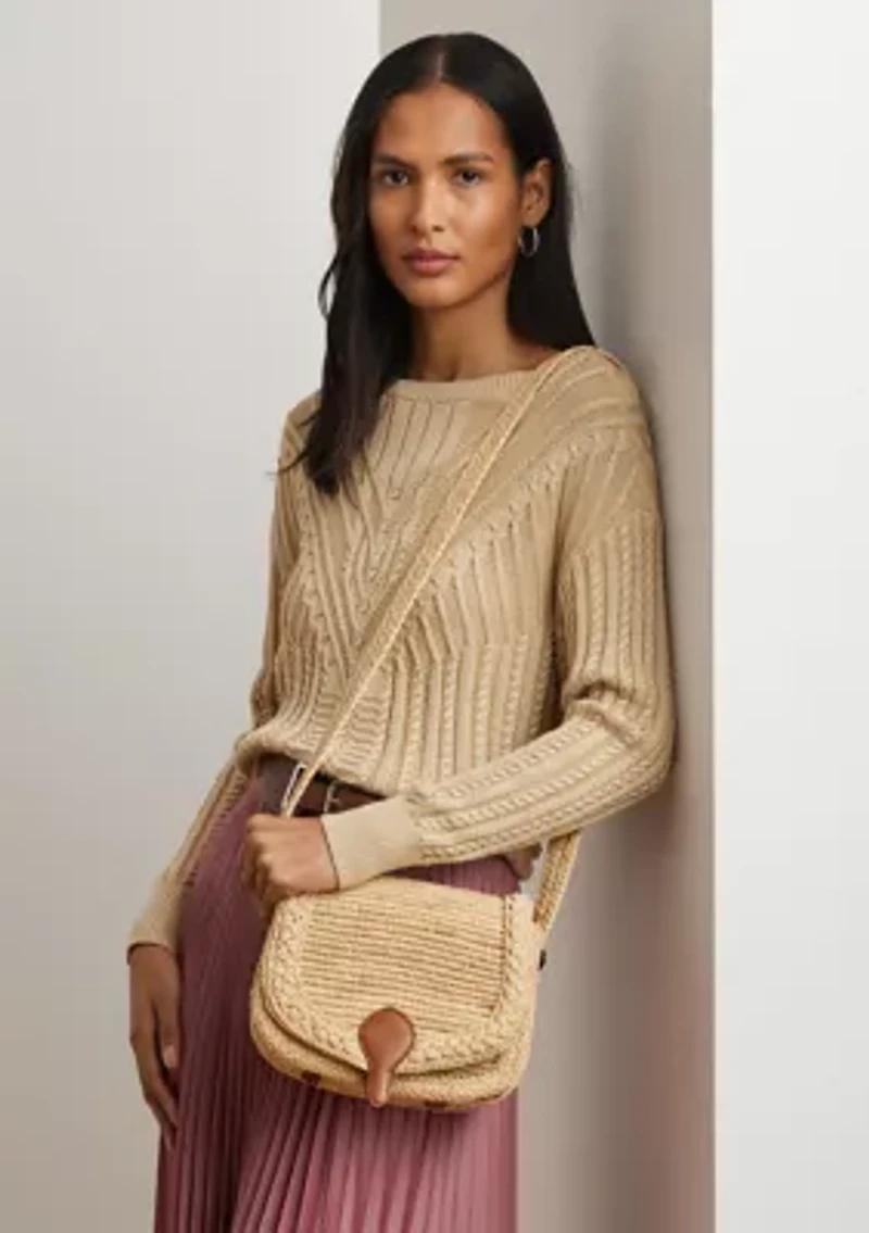 Raffia Medium Colbie Messenger Crossbody