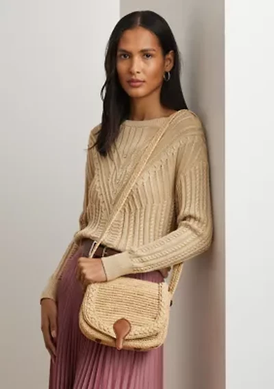 Raffia Medium Colbie Messenger Crossbody