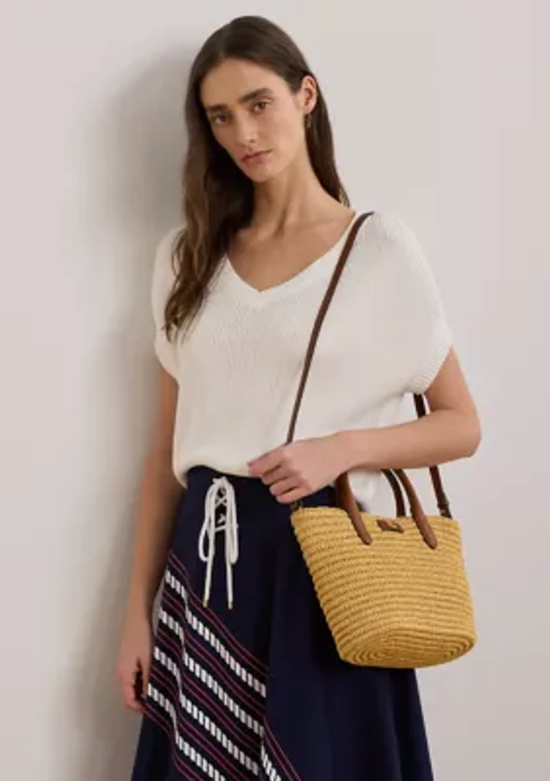 Woven Straw Medium Brie Tote Bag