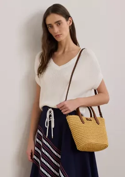 Woven Straw Medium Brie Tote Bag