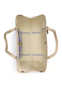 Striped Twill Large Emerie Tote Bag