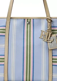 Striped Twill Large Emerie Tote Bag