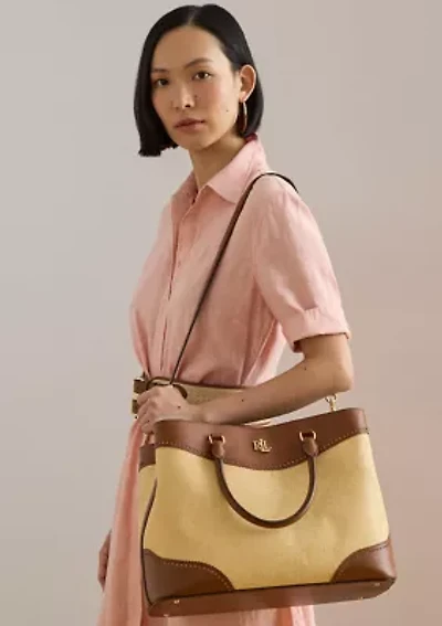 Straw & Leather Large Marcy Satchel