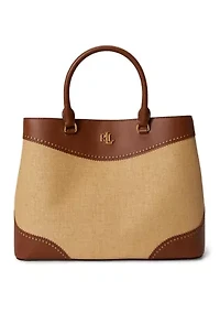 Straw & Leather Large Marcy Satchel