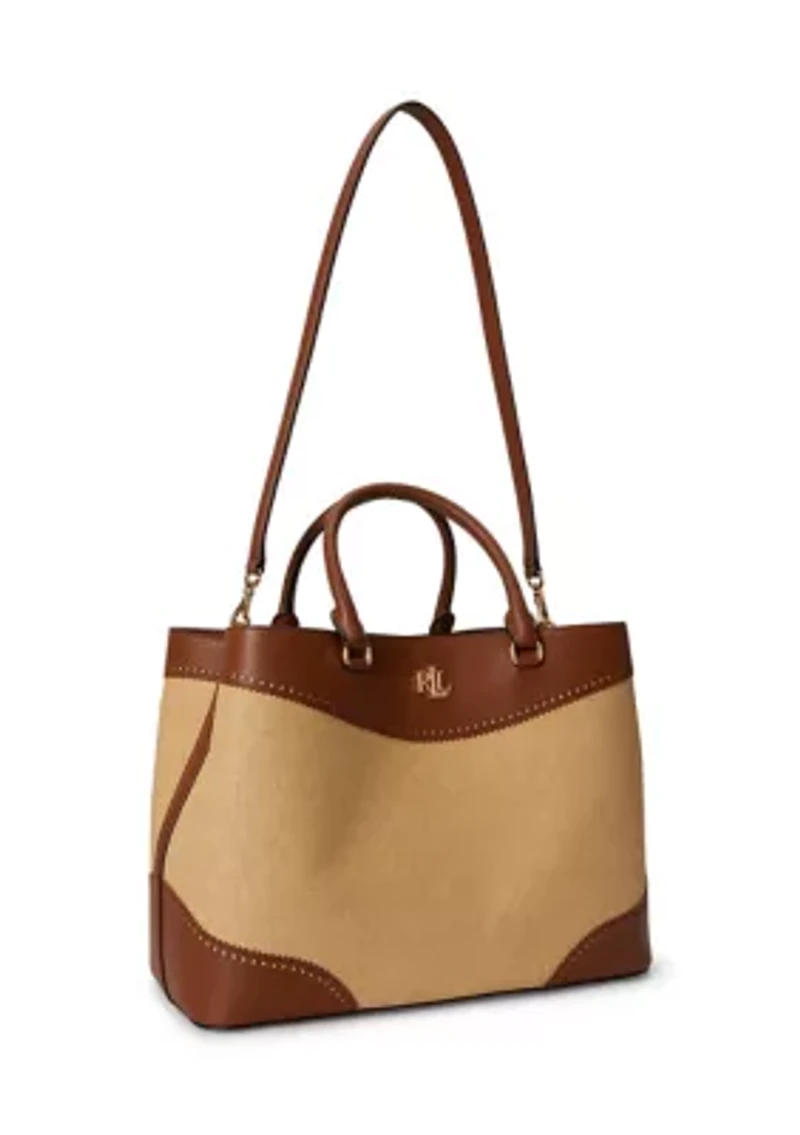 Straw & Leather Large Marcy Satchel