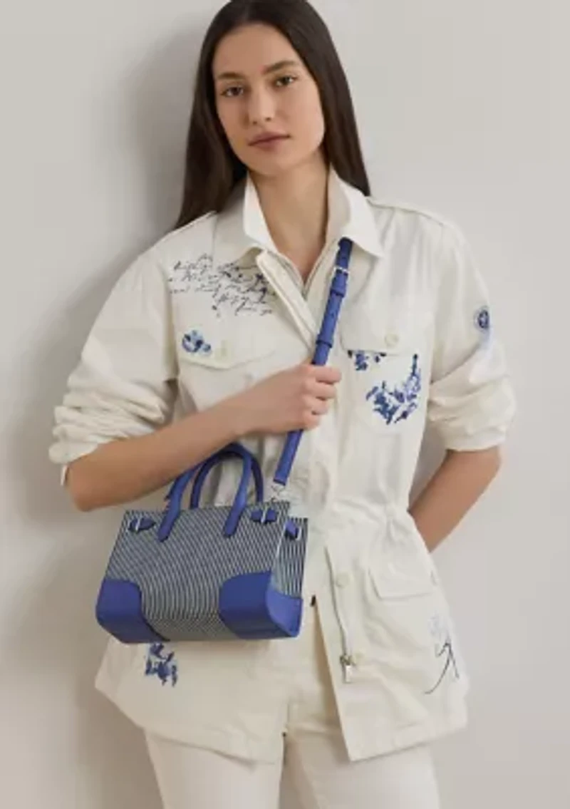 Striped Canvas Small Devyn Tote Bag