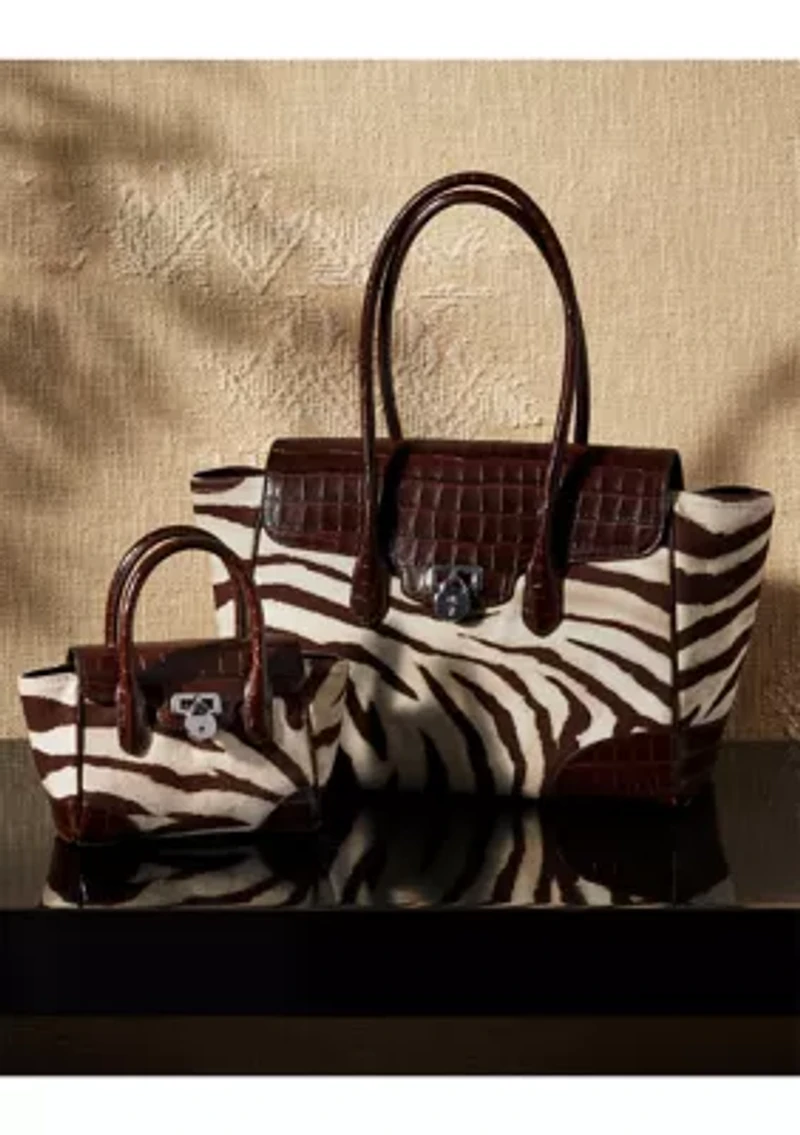 Zebra Print Canvas Small Tanner Satchel