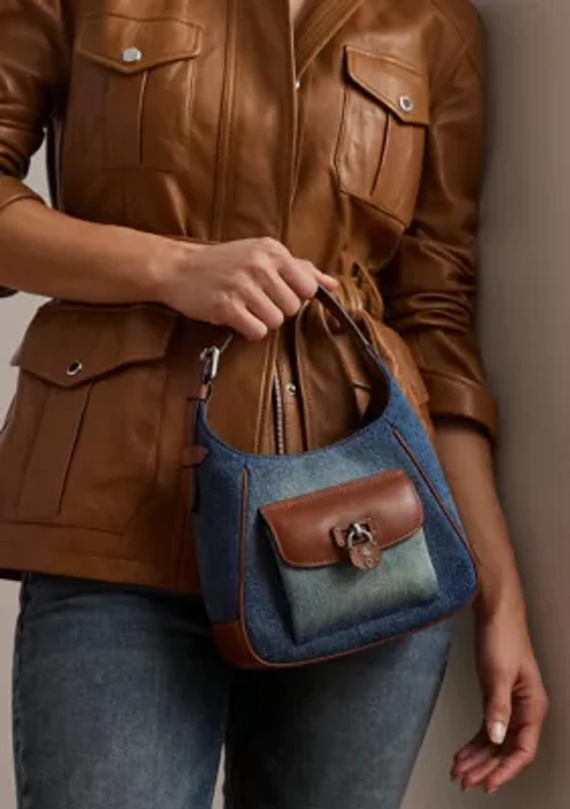 Washed Denim Small Tanner Shoulder Bag