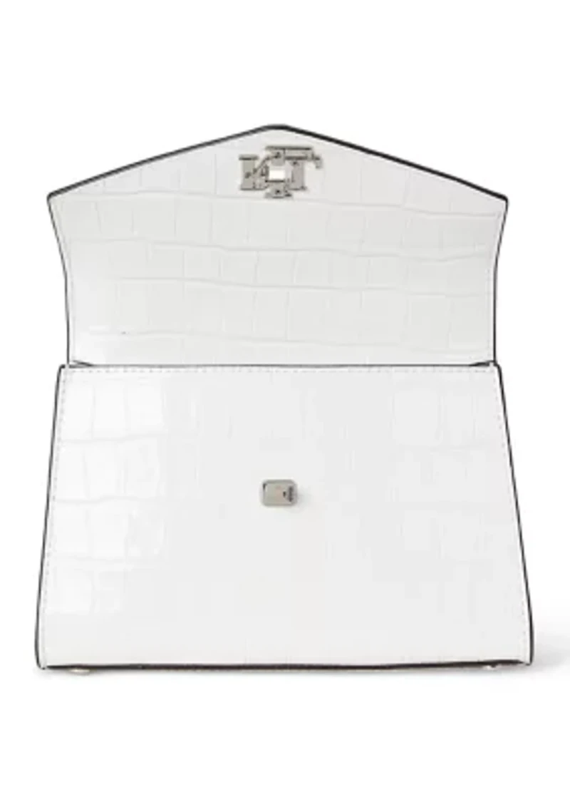 Crocodile Embossed Small Farrah Satchel