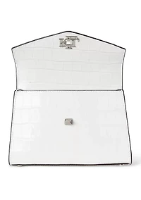 Crocodile Embossed Small Farrah Satchel