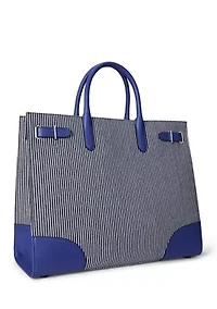 Striped Canvas Large Devyn Tote Bag