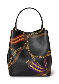 Belting-Print Small Reese Bucket Bag