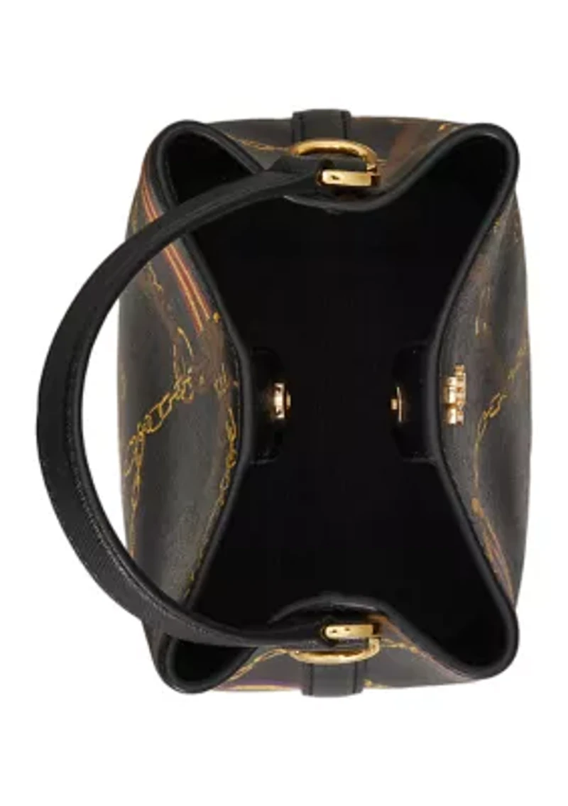 Belting-Print Small Reese Bucket Bag