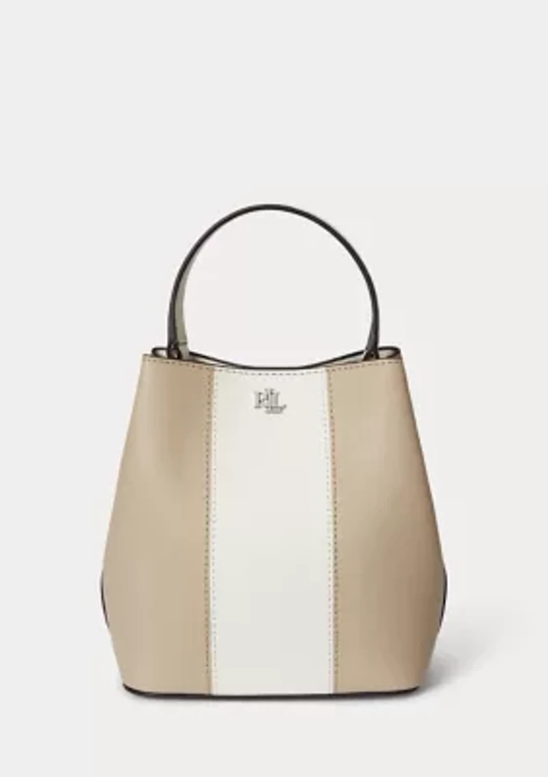 Two-Tone Leather Small Reese Bucket Bag
