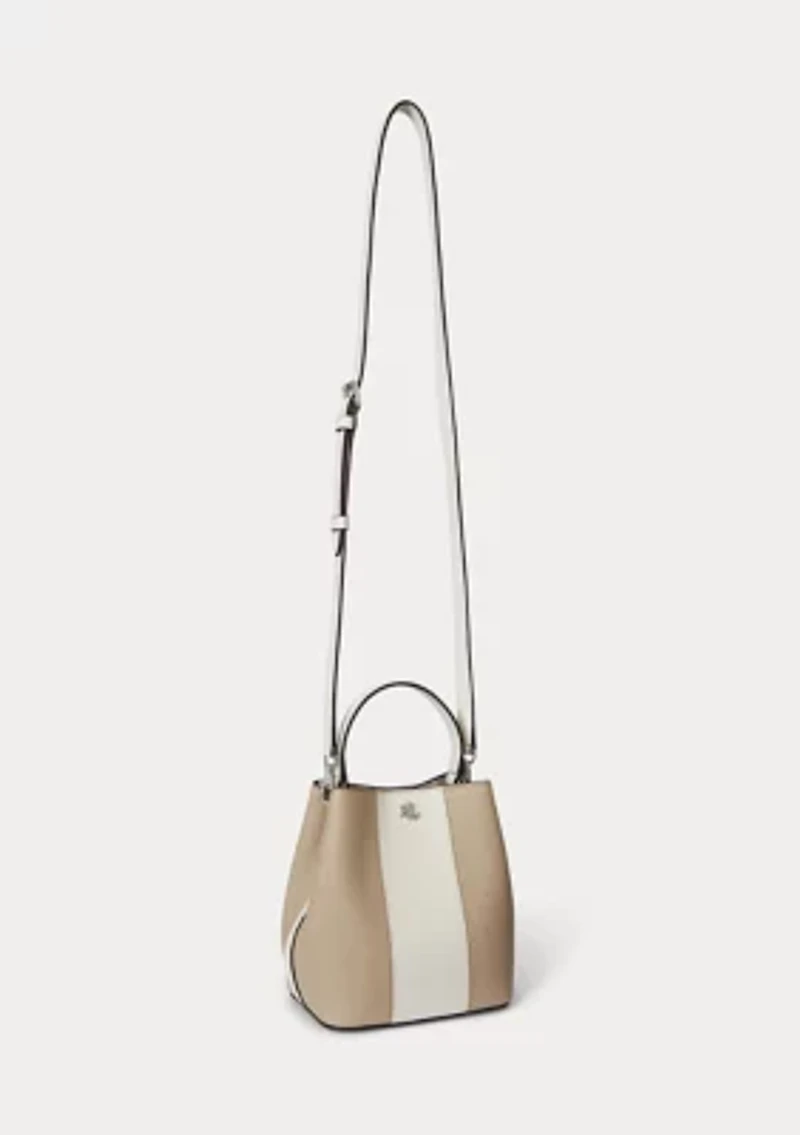 Two-Tone Leather Small Reese Bucket Bag