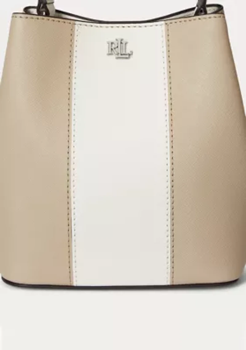 Two-Tone Leather Small Reese Bucket Bag