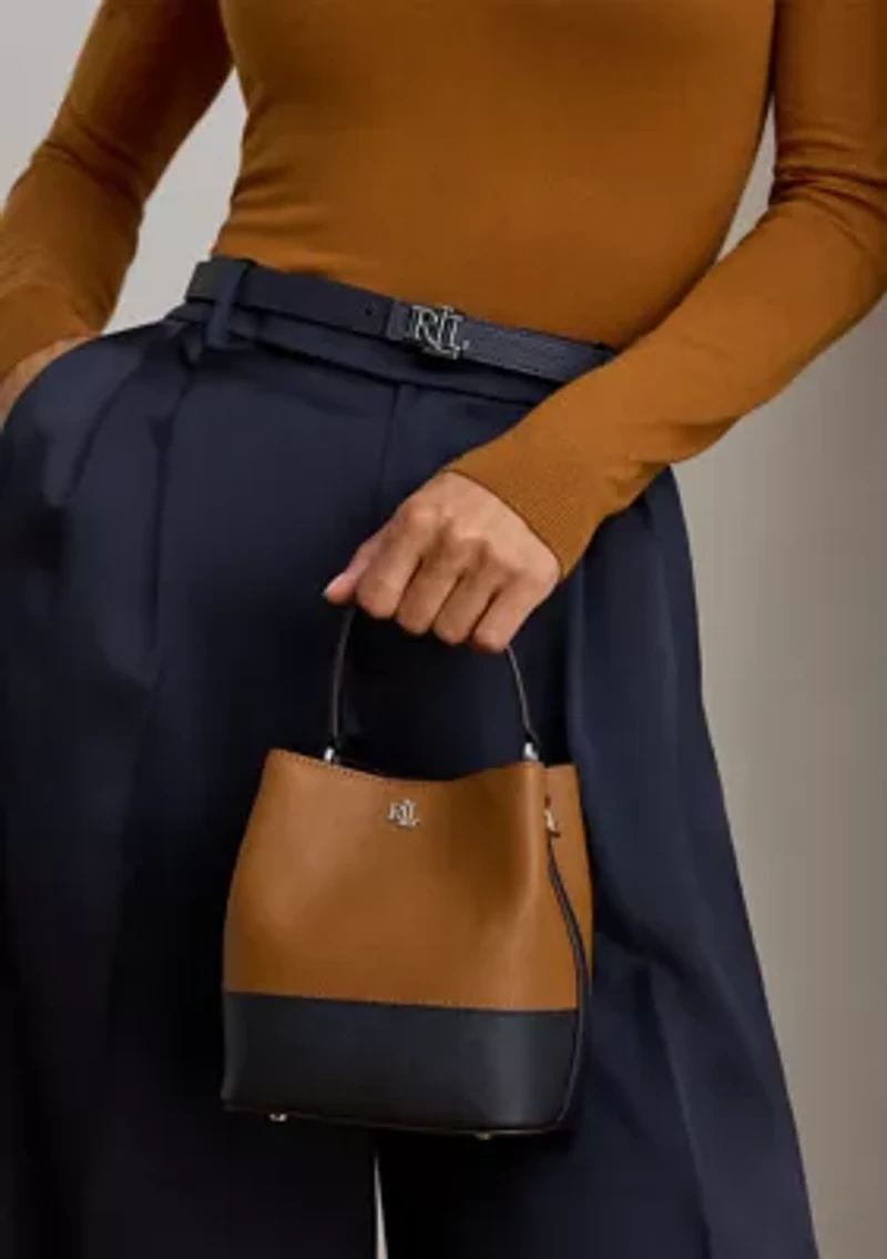 Two-Tone Leather Small Reese Bucket Bag