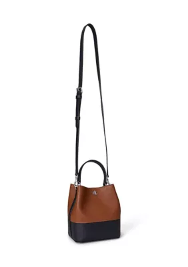 Two-Tone Leather Small Reese Bucket Bag