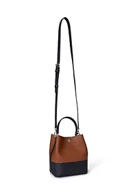Two-Tone Leather Small Reese Bucket Bag