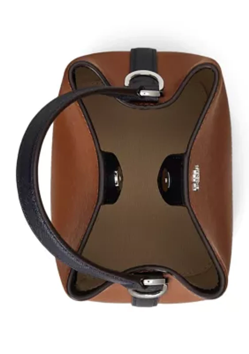 Two-Tone Leather Small Reese Bucket Bag