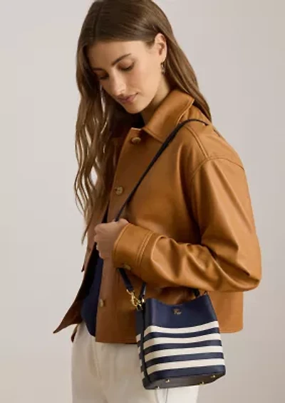 Two-Tone Leather Small Reese Bucket Bag