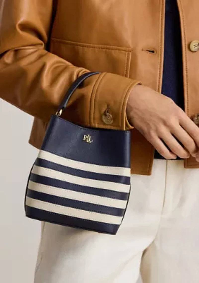 Two-Tone Leather Small Reese Bucket Bag