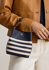 Two-Tone Leather Small Reese Bucket Bag