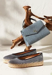 Striped Canvas Small Farrah Satchel