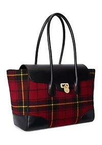Plaid Twill Large Tanner Satchel