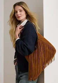 Fringe-Trim Large Tanner Shoulder Bag