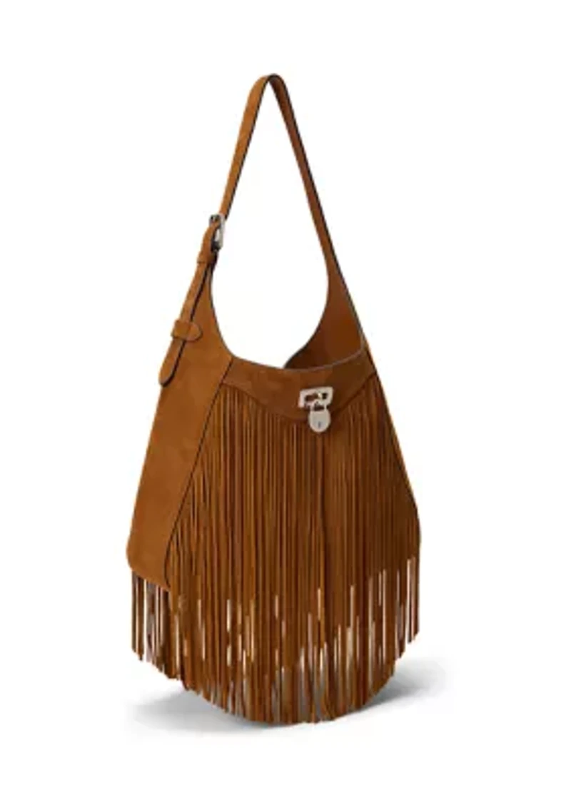 Fringe-Trim Large Tanner Shoulder Bag
