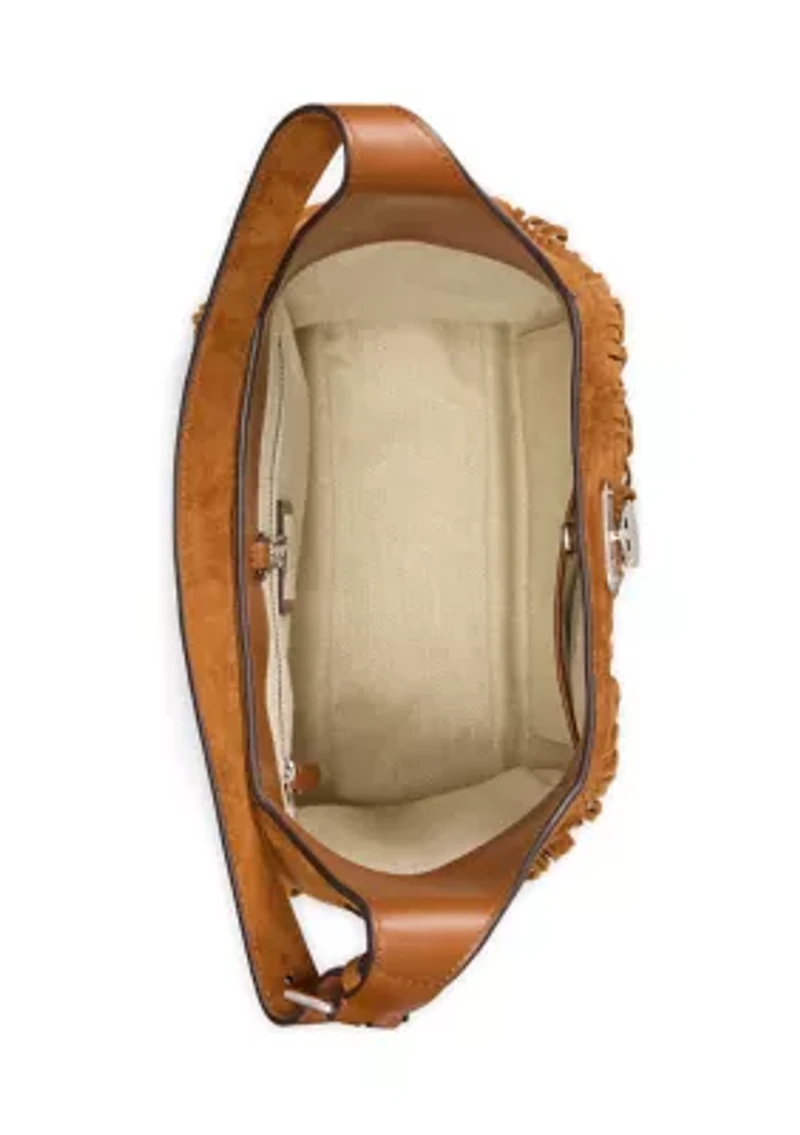 Fringe-Trim Large Tanner Shoulder Bag