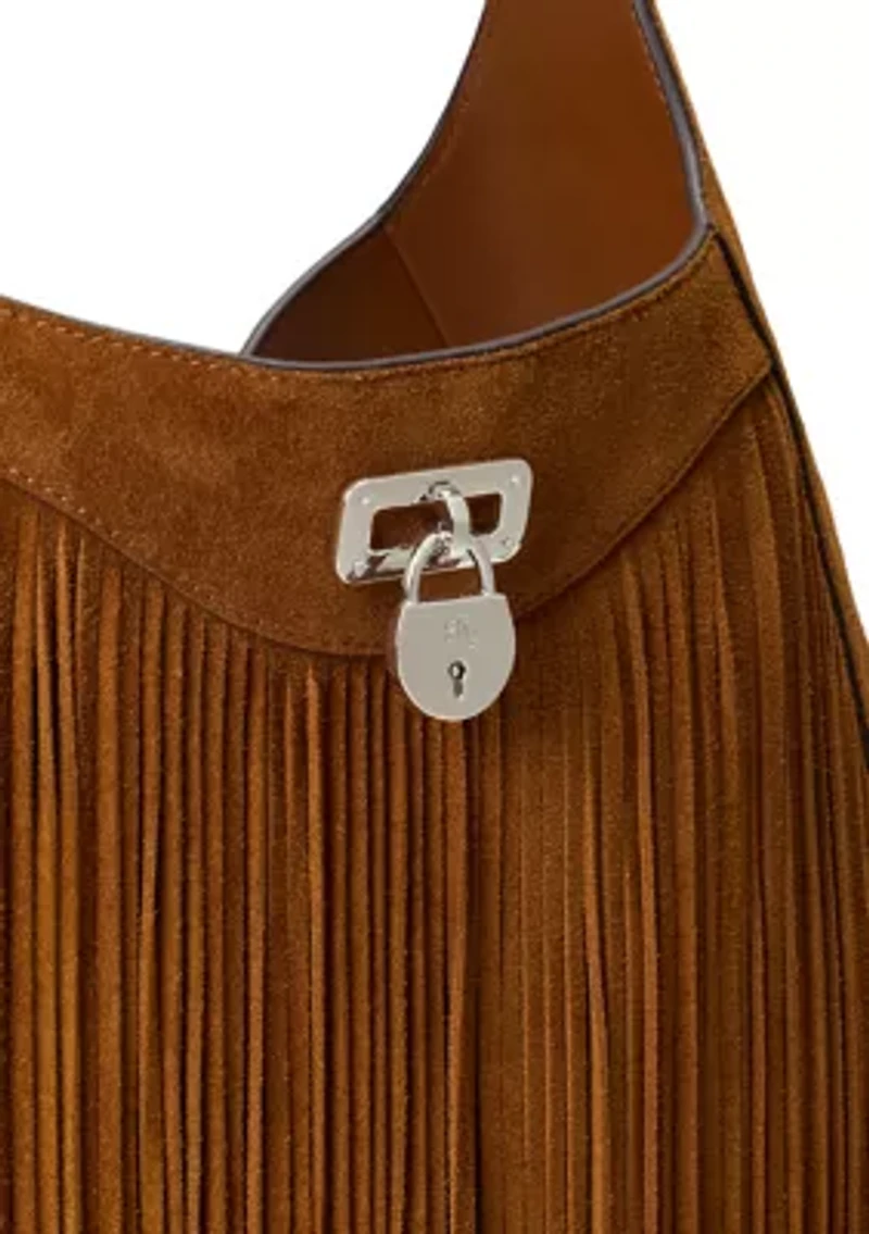 Fringe-Trim Large Tanner Shoulder Bag