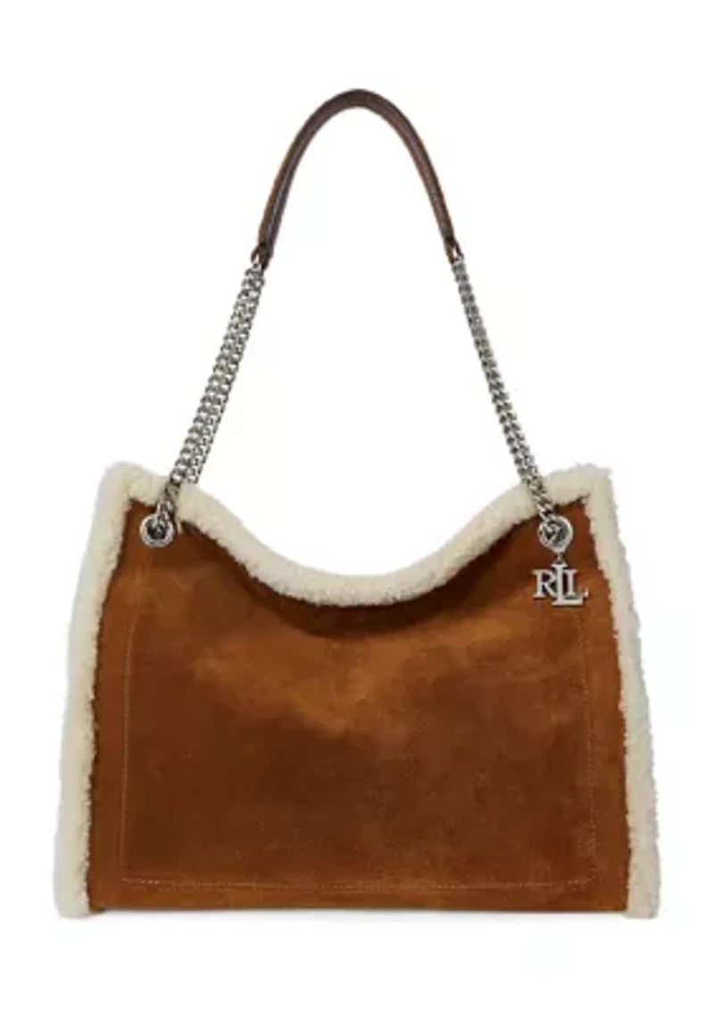 Shearling-Trim Large Bradley Tote Bag